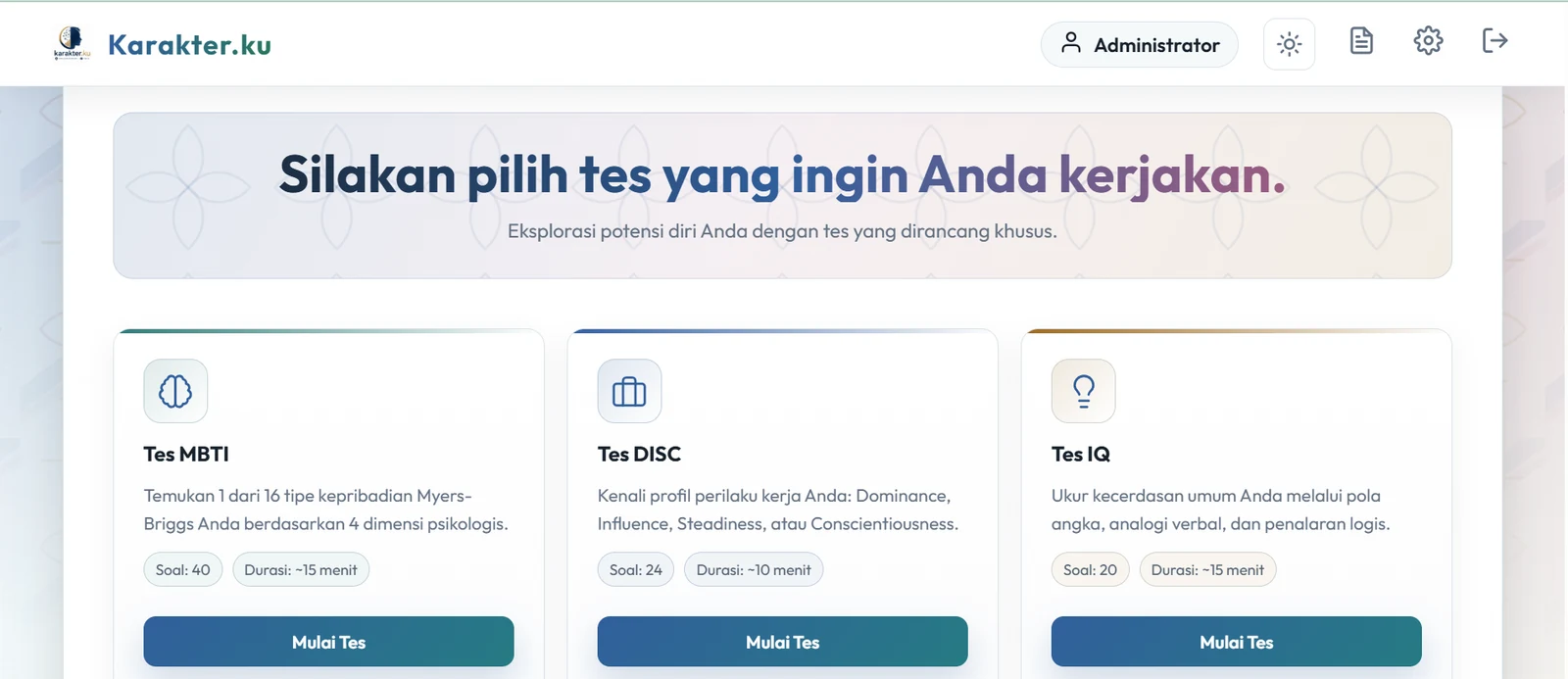 Pilihan assessment Karakterku